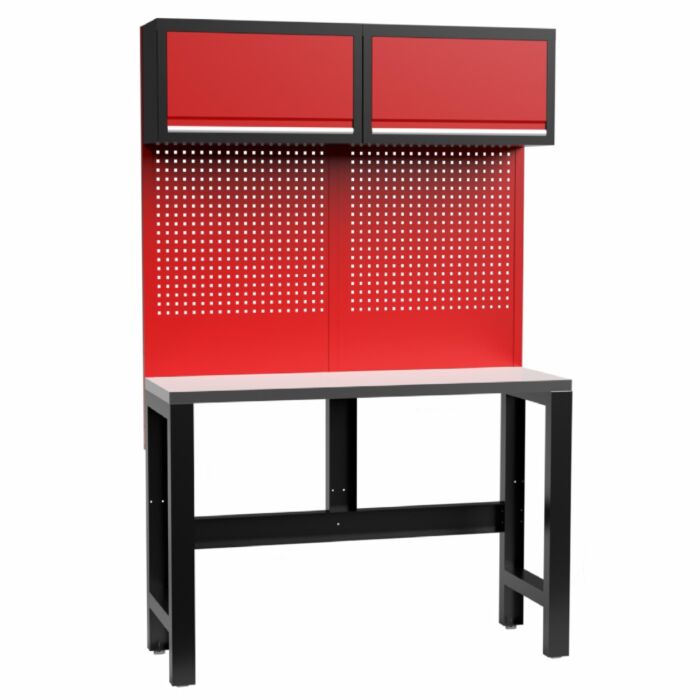 Kraftmeister Standard banco di lavoro con 2 armadi a muro inox 136 cm rosso