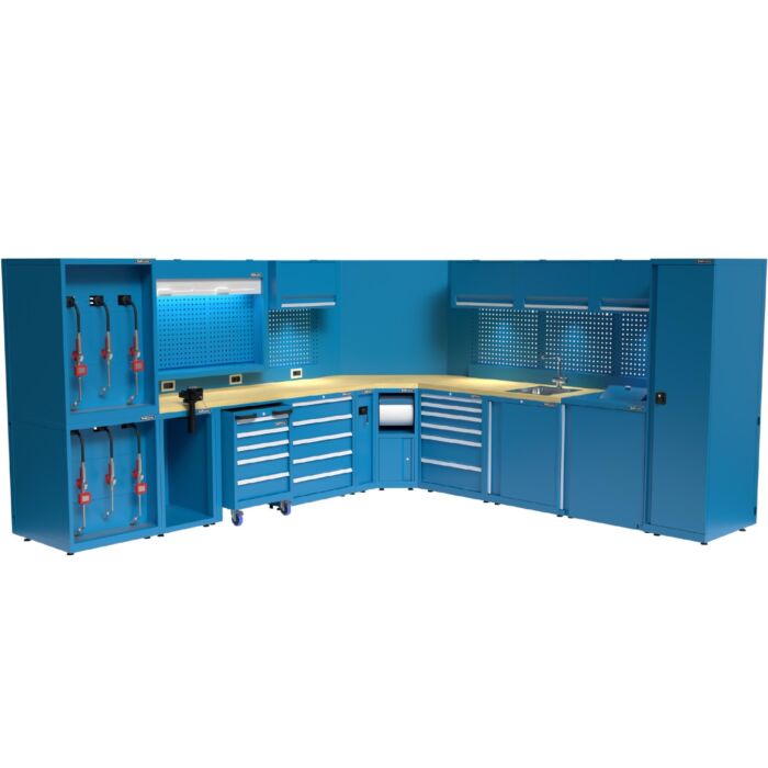 Kraftmeister Expert arredamento per officina angolare XL in faggio blu