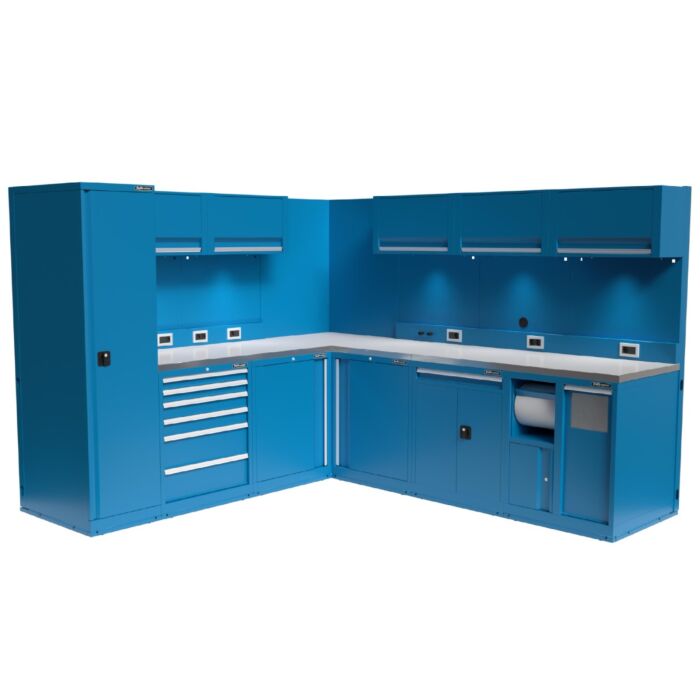 Kraftmeister Expert arredamento per officina angolare L in acciaio inox blu