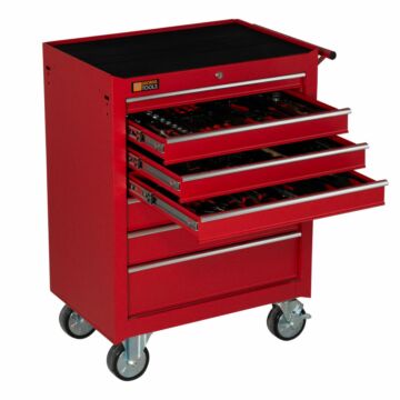 George Tools carrello porta attrezzi 7 cassetti rosso - riempito 80 pezzi