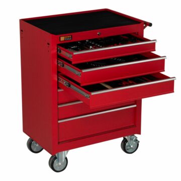 George Tools carrello portautensili con utensili 6 cassetti 144 pezzi rosso