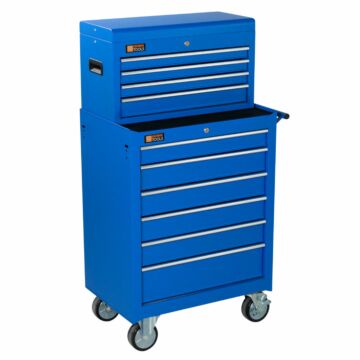 George Tools carrello porta attrezzi con cassetta e 10 cassetti blu