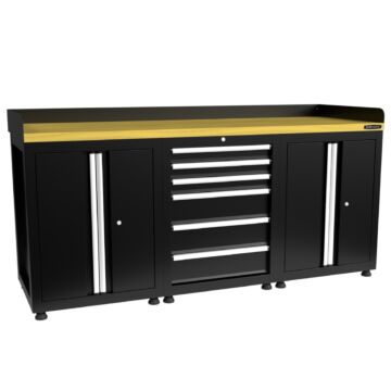 Kraftmeister banco da lavoro 6 cassetti 4 porte MDF 200 cm nero