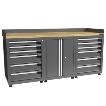 Kraftmeister banco da lavoro 12 cassetti 2 porte Quercia 200 cm grigio