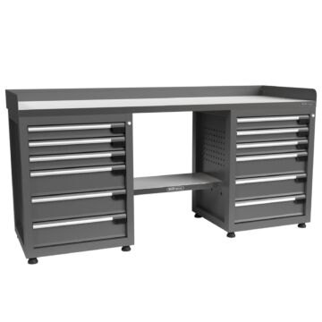 Kraftmeister banco da lavoro 12 cassetti 2 porte Acciao Inox 200 cm grigio