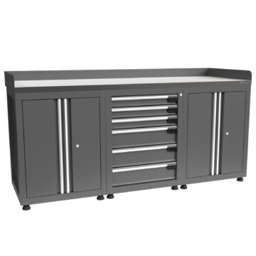 Kraftmeister banco da lavoro 6 cassetti 4 porte Acciao Inox 200 cm grigio