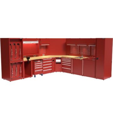 Kraftmeister Expert arredamento per officina angolare XL in faggio rosso